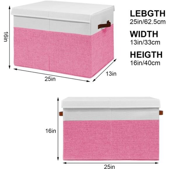 Large Toy Box with Lid, Sturdy Toy Storage Chest Bin Boxes Organizer Basket - Picture 3 of 8